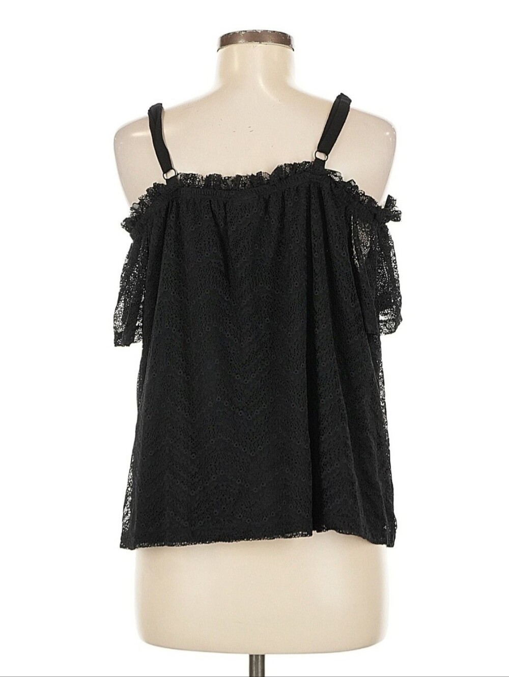 NWT Torrid Women Black Lace Cold Shoulder Top Blouse Size 2 Oversize - Picture 3 of 6